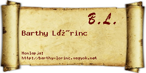 Barthy Lőrinc névjegykártya